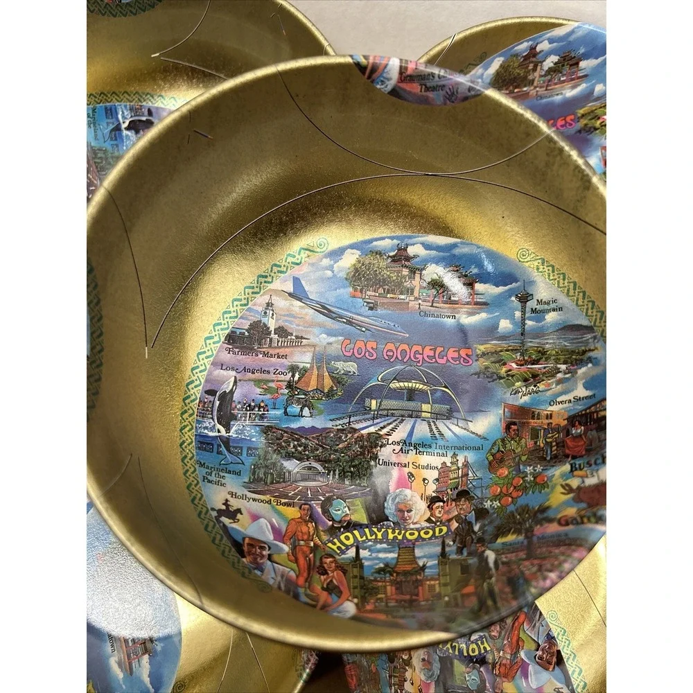 5‎ Vintage Hollywood/Los Angeles Souvenir Bowls 1950-60s, Funky Misprints! Metal